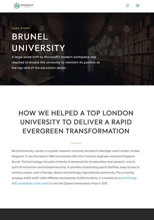 Brunel University migration to Microsoft's modern workspace case study
